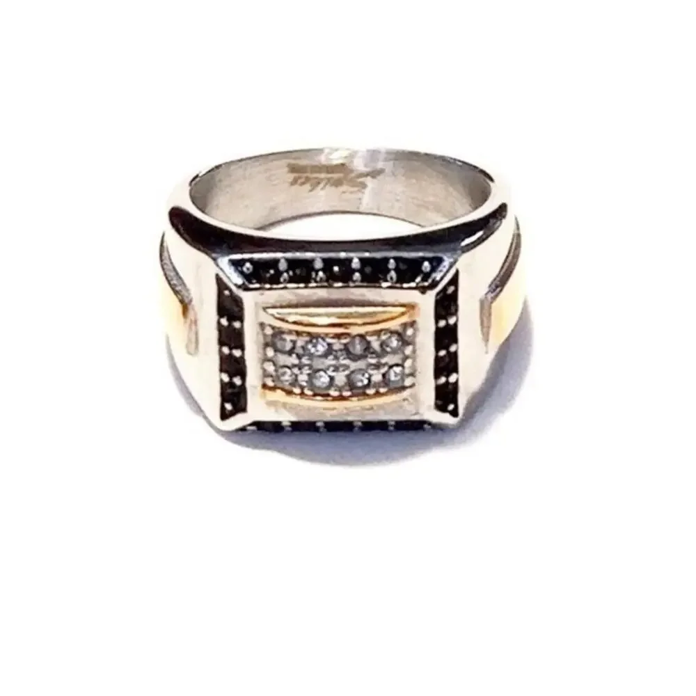 New stainless steel ring‎ with CZs size 10